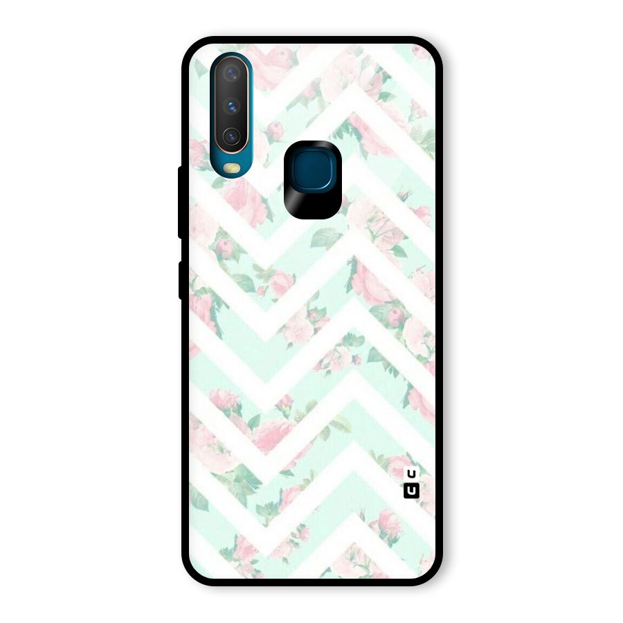 Pastel Floral Zig Zag Glass Back Case for Vivo Y17