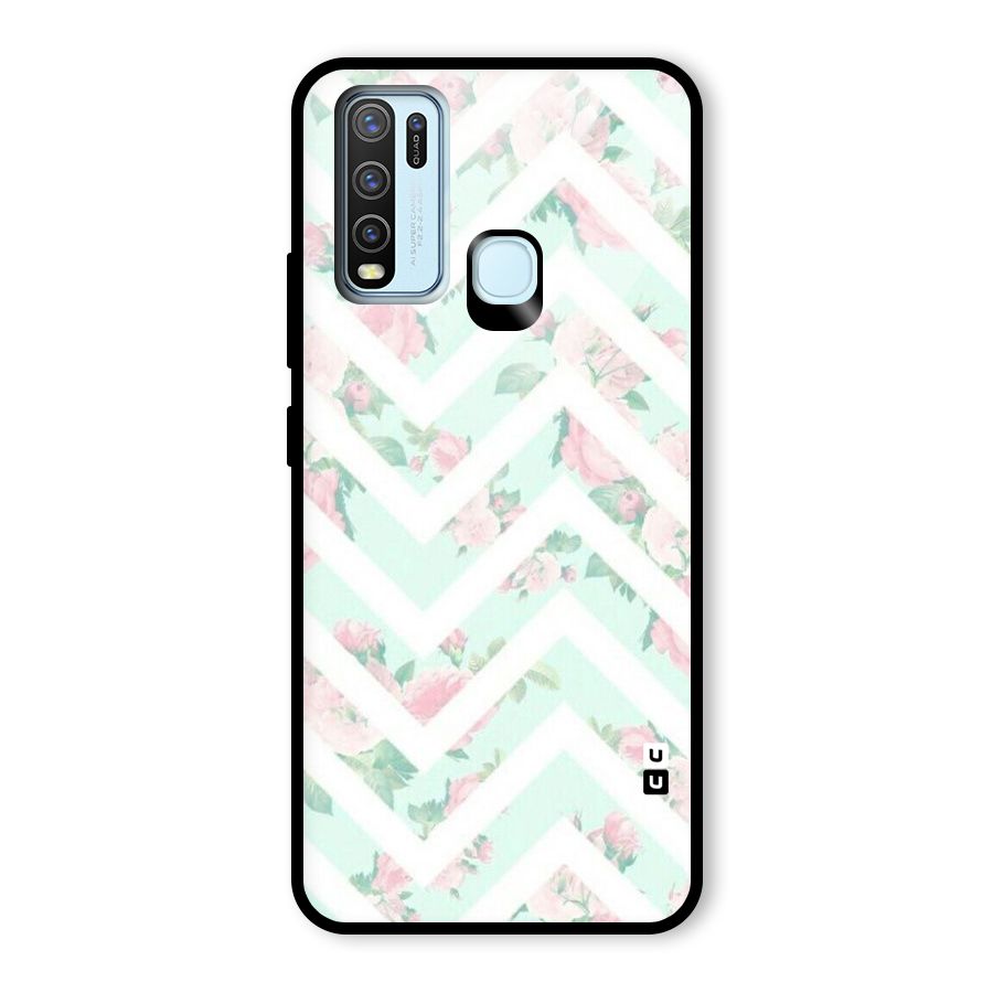 Pastel Floral Zig Zag Glass Back Case for Vivo Y30