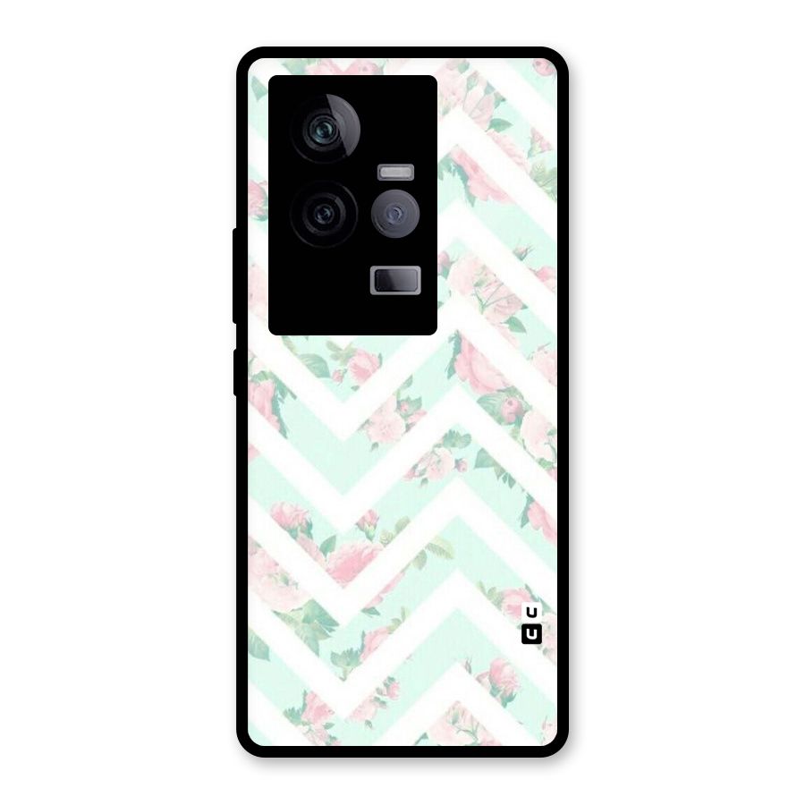 Pastel Floral Zig Zag Glass Back Case for Vivo iQOO 11 5G