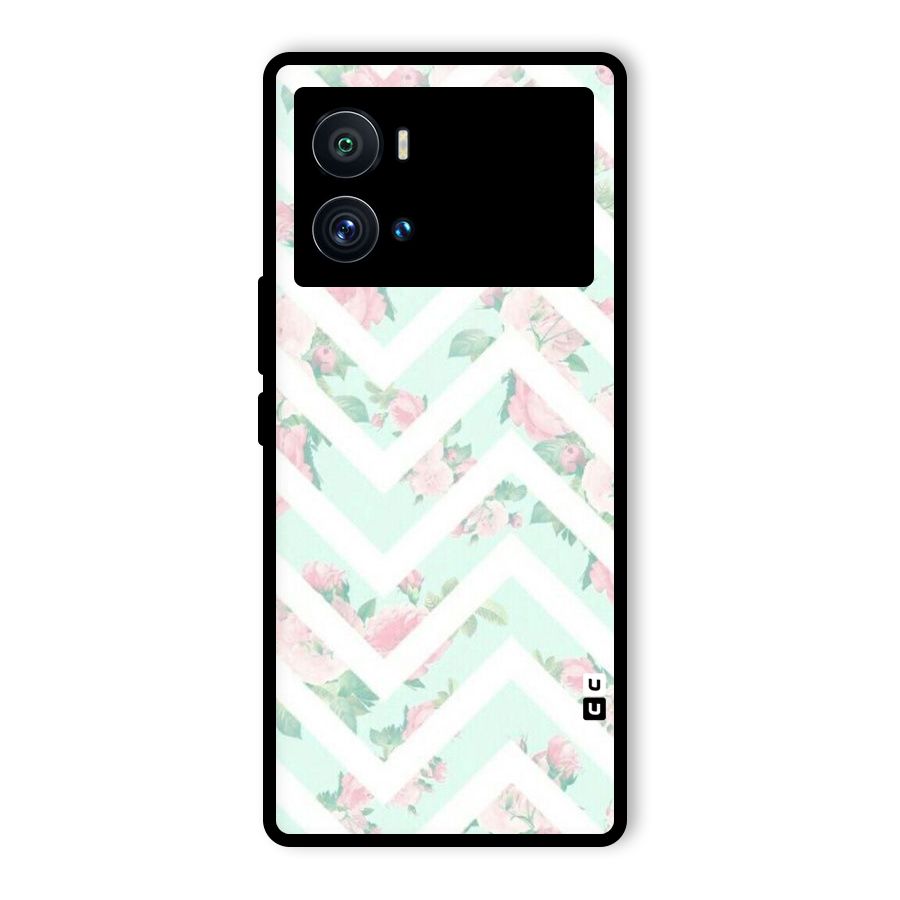 Pastel Floral Zig Zag Glass Back Case for Vivo iQOO 9 Pro