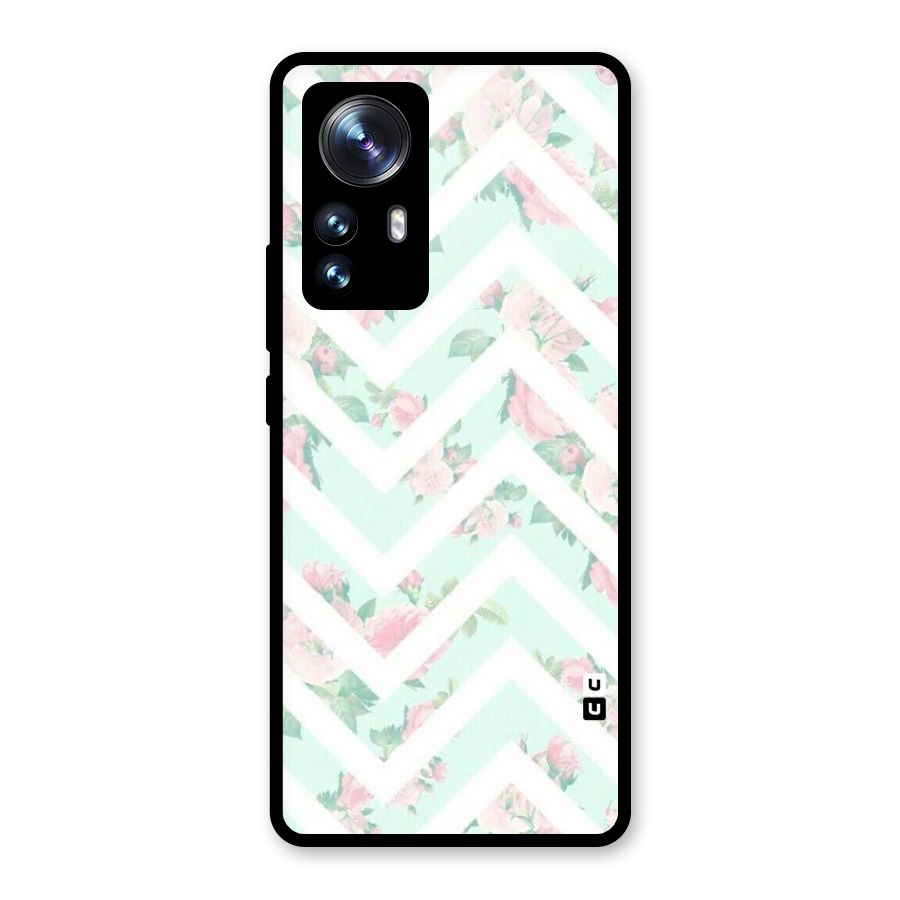 Pastel Floral Zig Zag Glass Back Case for Xiaomi 12 Pro