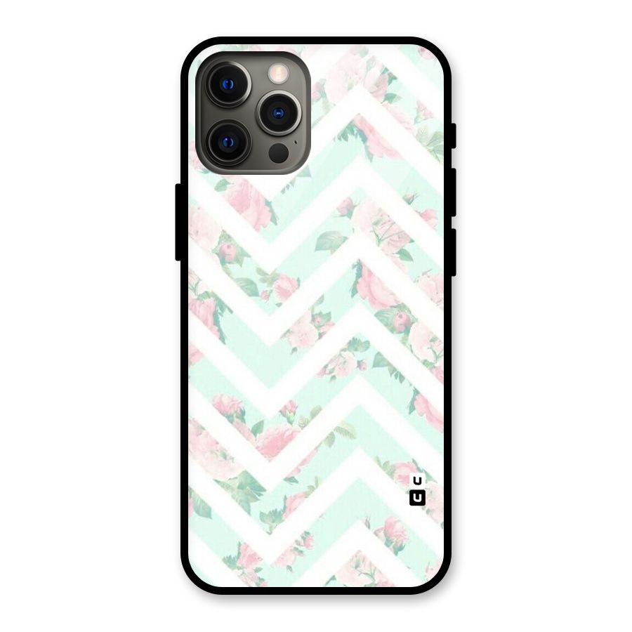 Pastel Floral Zig Zag Glass Back Case for iPhone 12 Pro Max