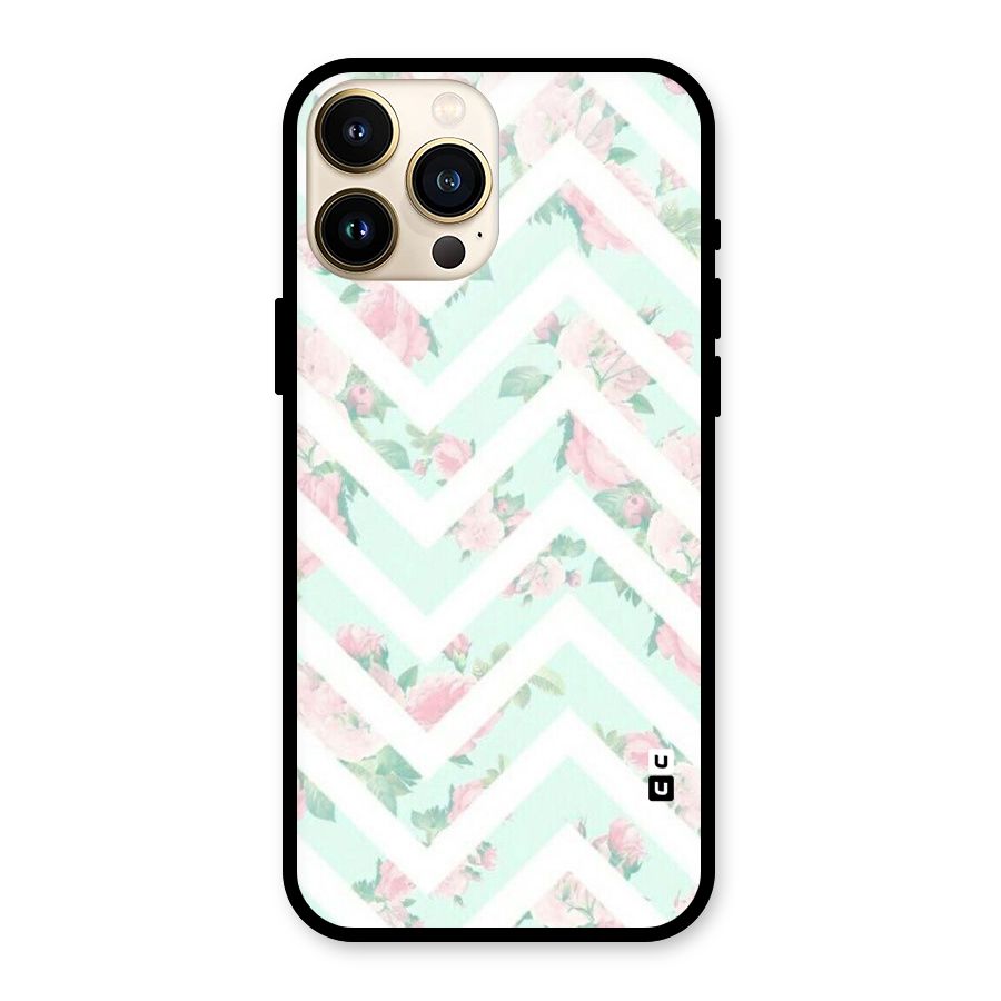 Pastel Floral Zig Zag Glass Back Case for iPhone 13 Pro Max