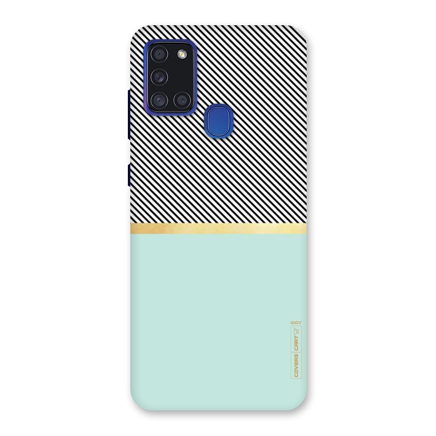Pastel Green Base Stripes Back Case for Galaxy A21s