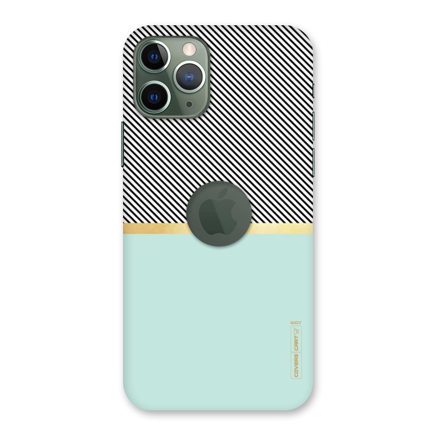 Pastel Green Base Stripes Back Case for iPhone 11 Pro Logo  Cut