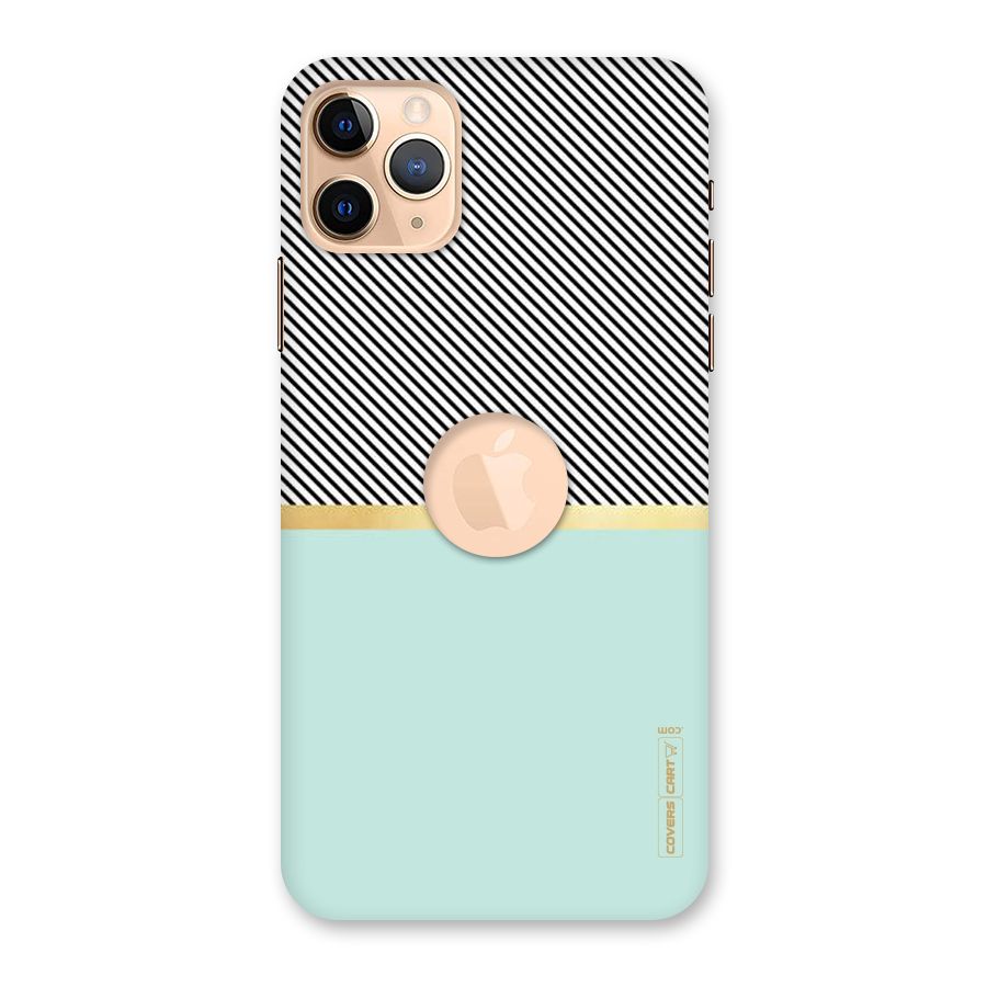 Pastel Green Base Stripes Back Case for iPhone 11 Pro Max Logo Cut