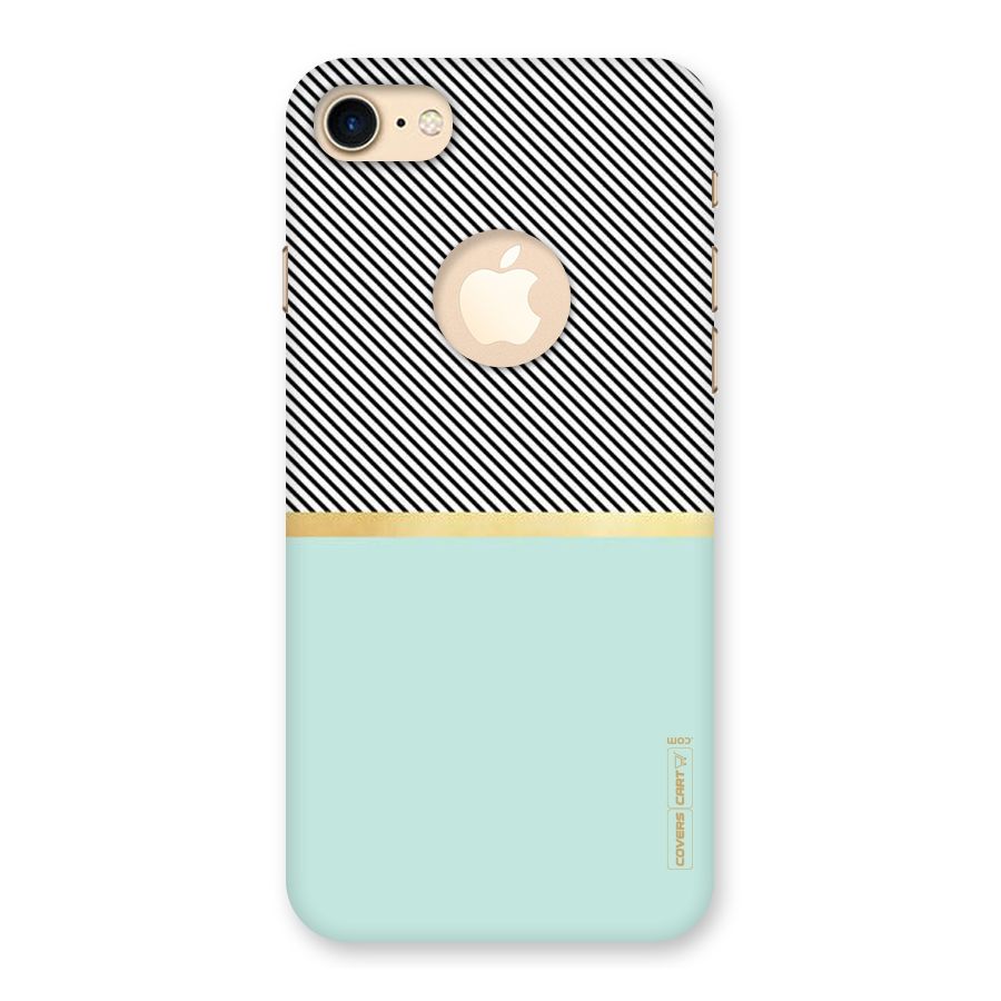 Pastel Green Base Stripes Back Case for iPhone 7 Logo Cut
