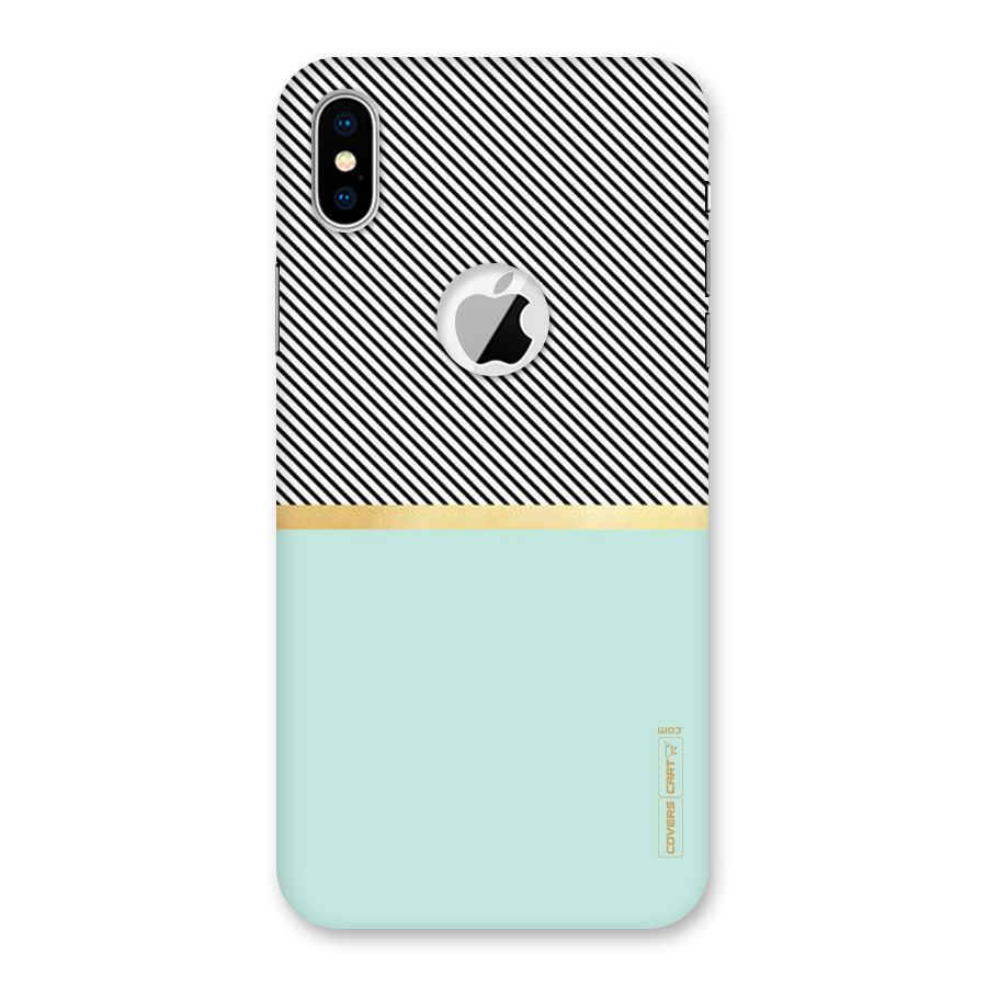 Pastel Green Base Stripes Back Case for iPhone XS Logo Cut