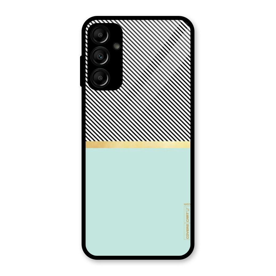 Pastel Green Base Stripes Glass Back Case for Galaxy A14 5G