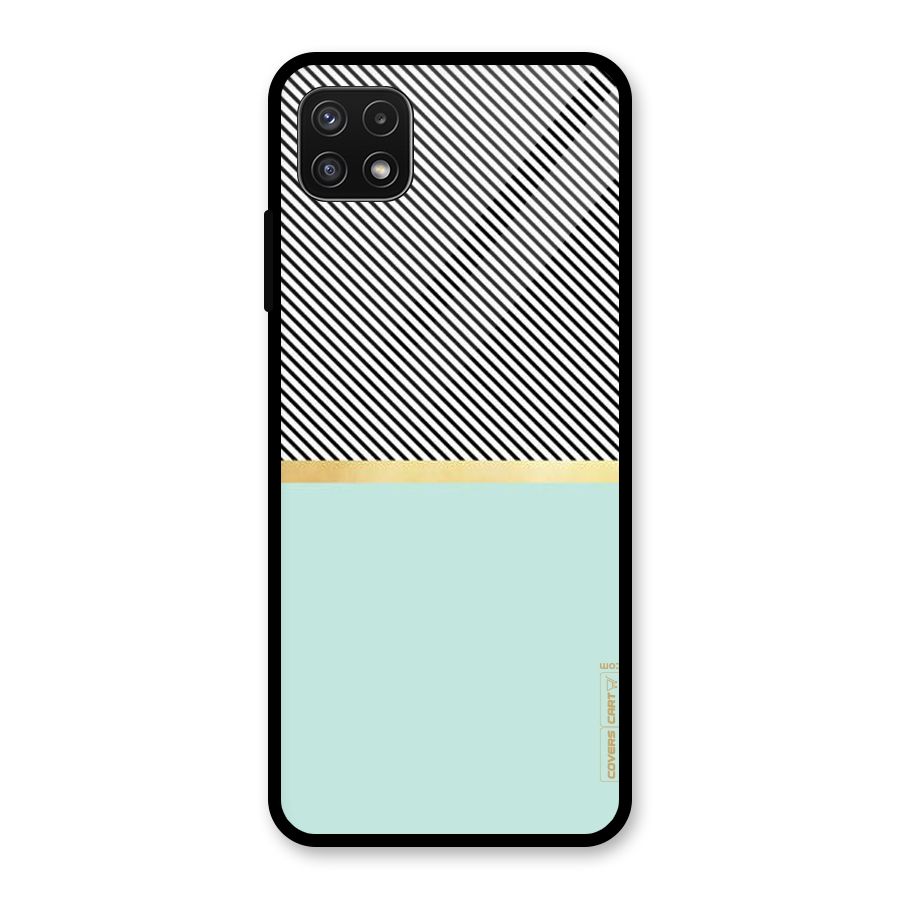Pastel Green Base Stripes Glass Back Case for Galaxy A22 5G