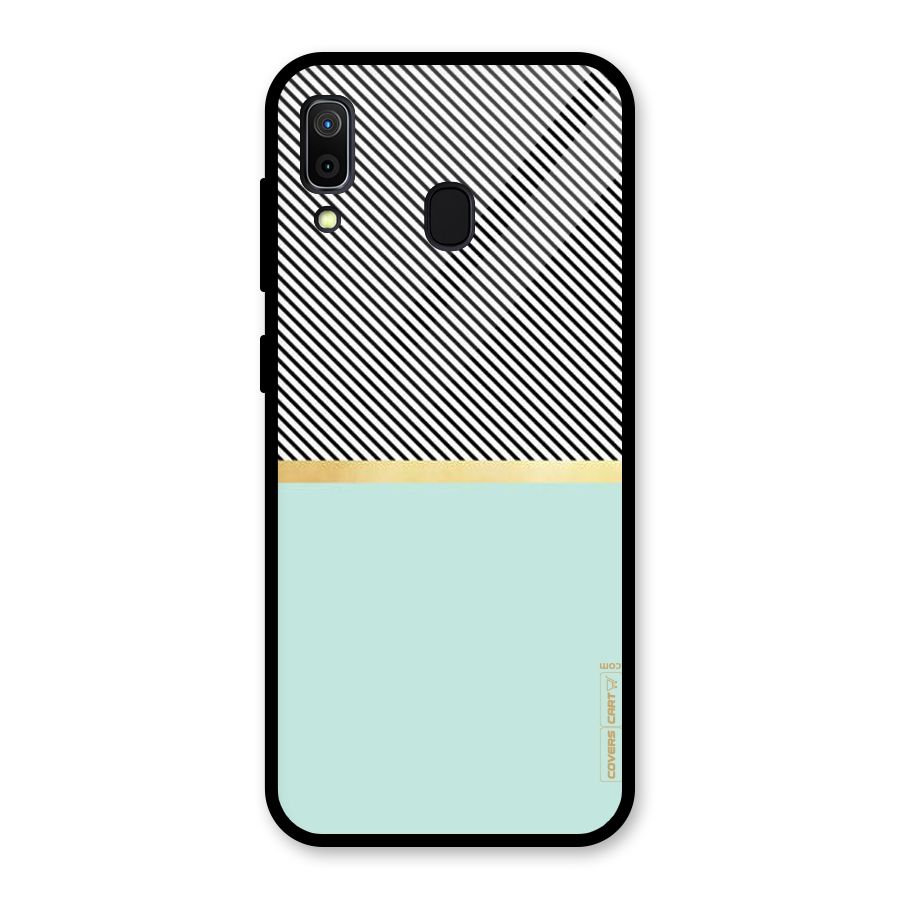 Pastel Green Base Stripes Glass Back Case for Galaxy A30