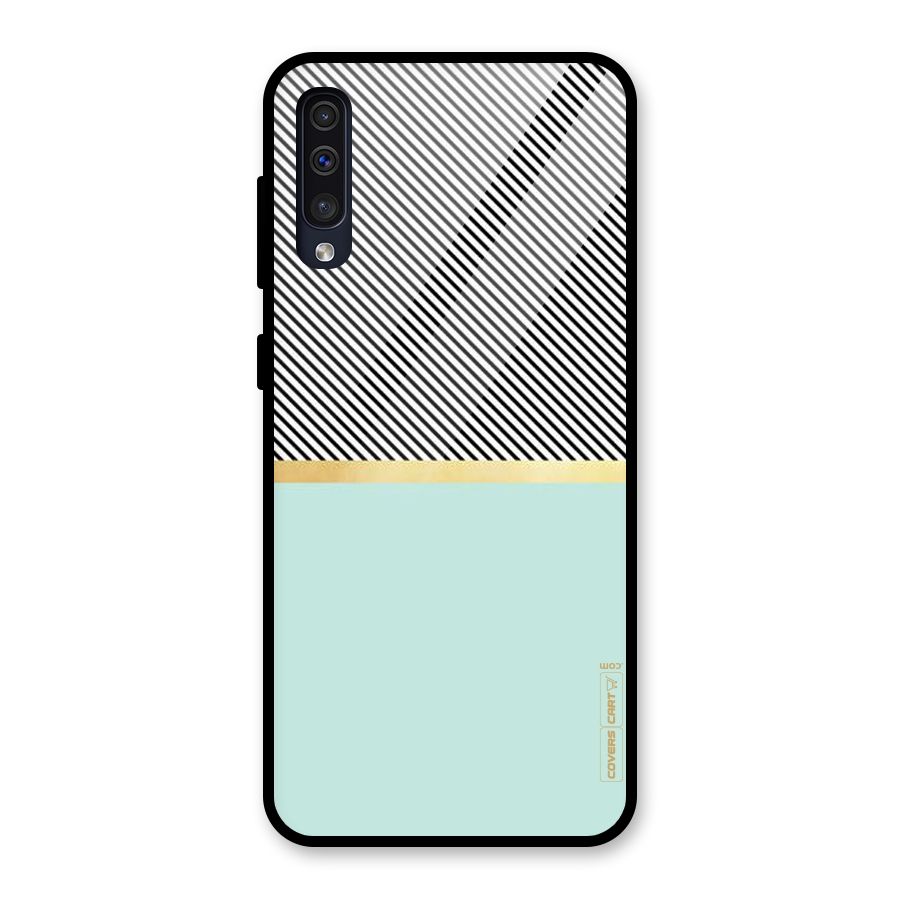 Pastel Green Base Stripes Glass Back Case for Galaxy A30s