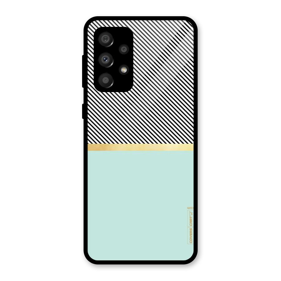 Pastel Green Base Stripes Glass Back Case for Galaxy A32