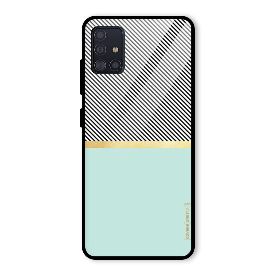 Pastel Green Base Stripes Glass Back Case for Galaxy A51