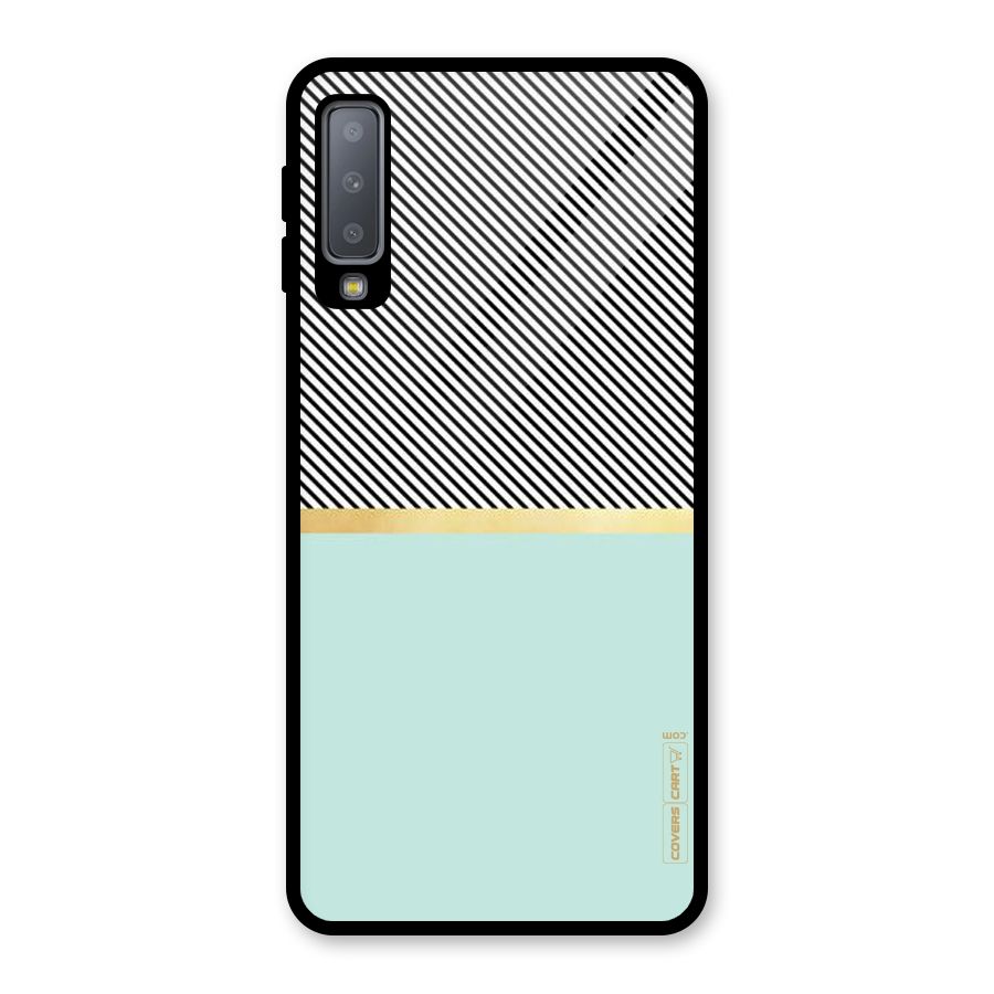Pastel Green Base Stripes Glass Back Case for Galaxy A7 (2018)