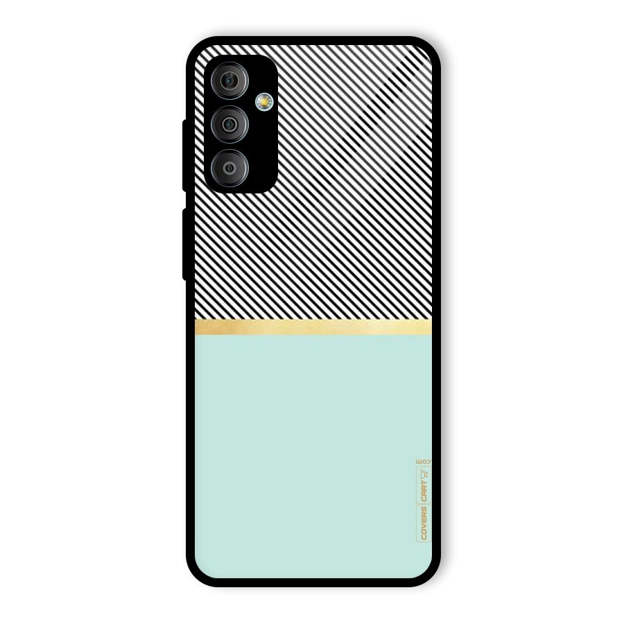 Pastel Green Base Stripes Glass Back Case for Galaxy F23