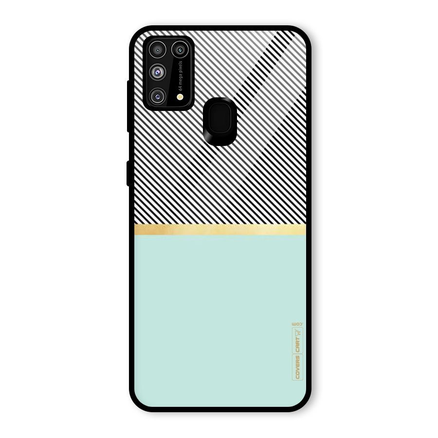 Pastel Green Base Stripes Glass Back Case for Galaxy F41