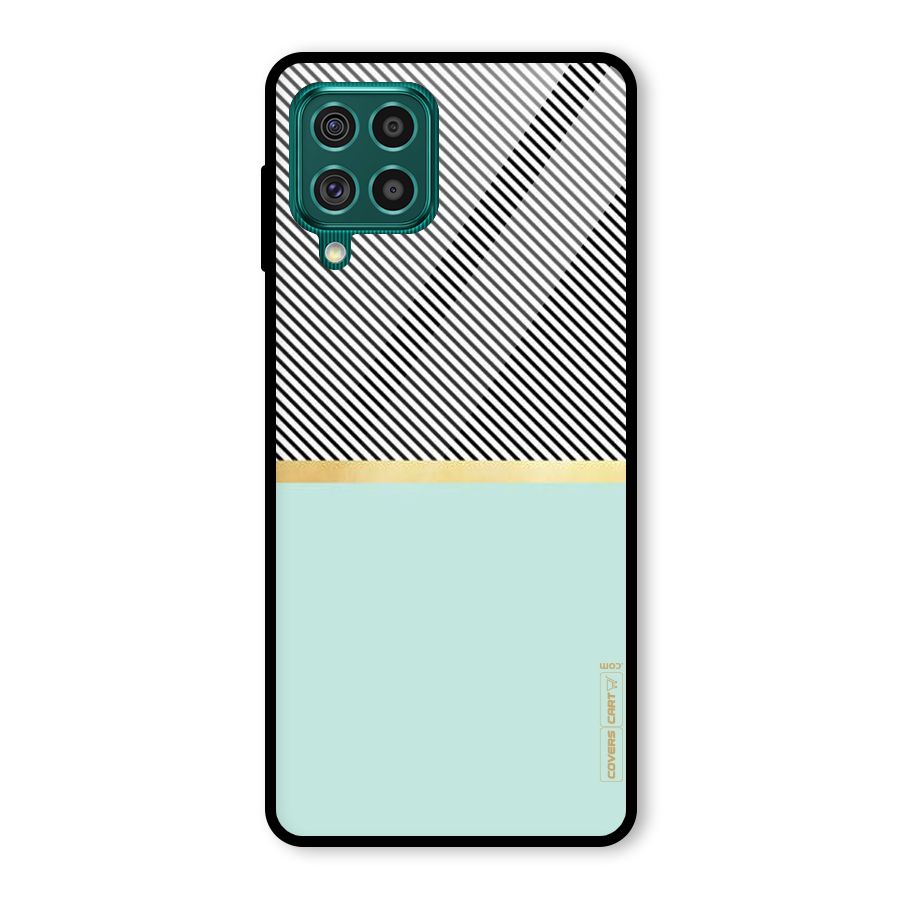 Pastel Green Base Stripes Glass Back Case for Galaxy F62