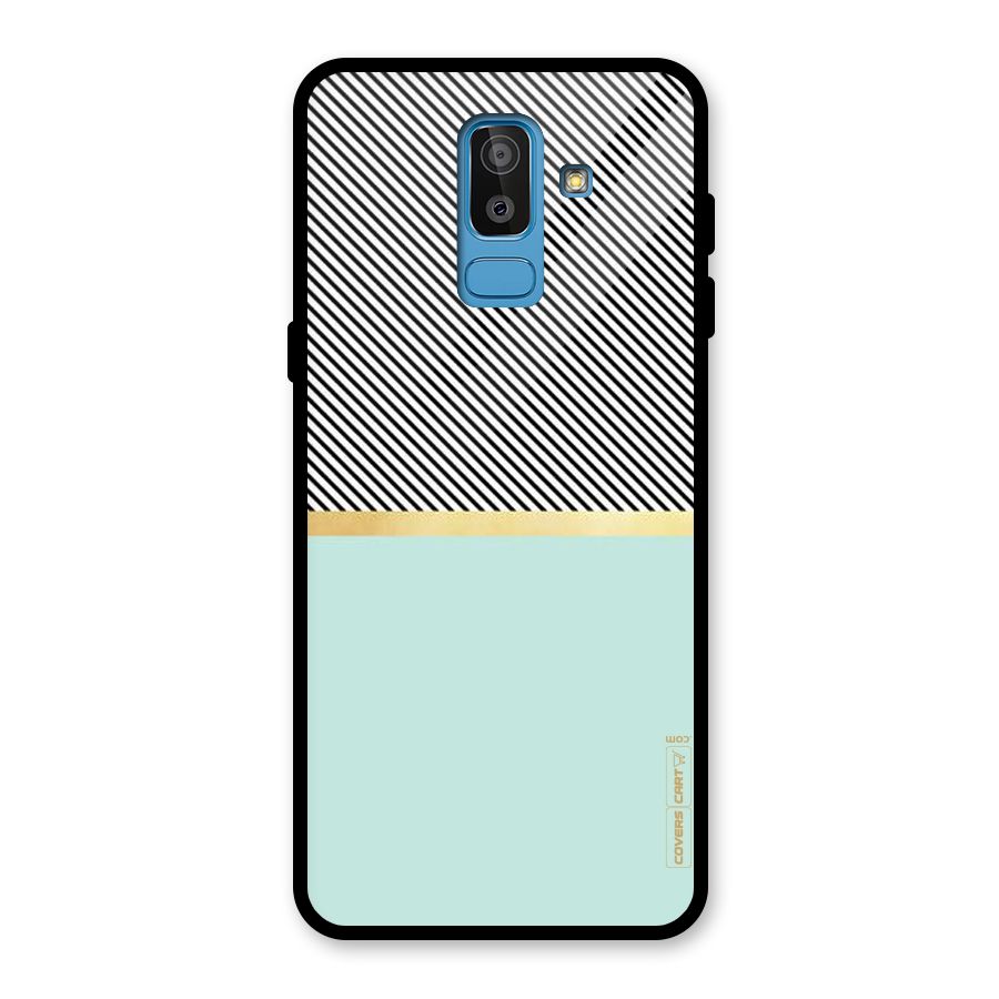 Pastel Green Base Stripes Glass Back Case for Galaxy J8