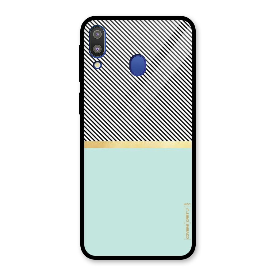 Pastel Green Base Stripes Glass Back Case for Galaxy M20
