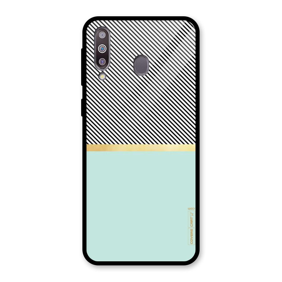 Pastel Green Base Stripes Glass Back Case for Galaxy M30