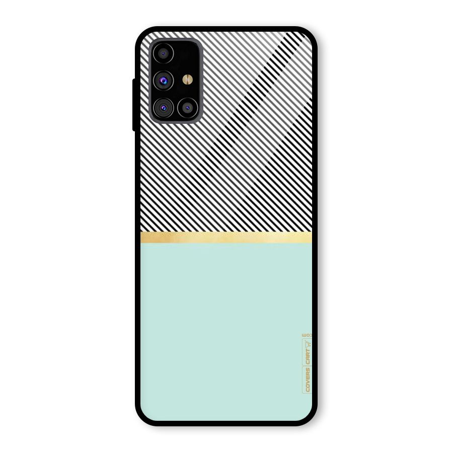 Pastel Green Base Stripes Glass Back Case for Galaxy M31s