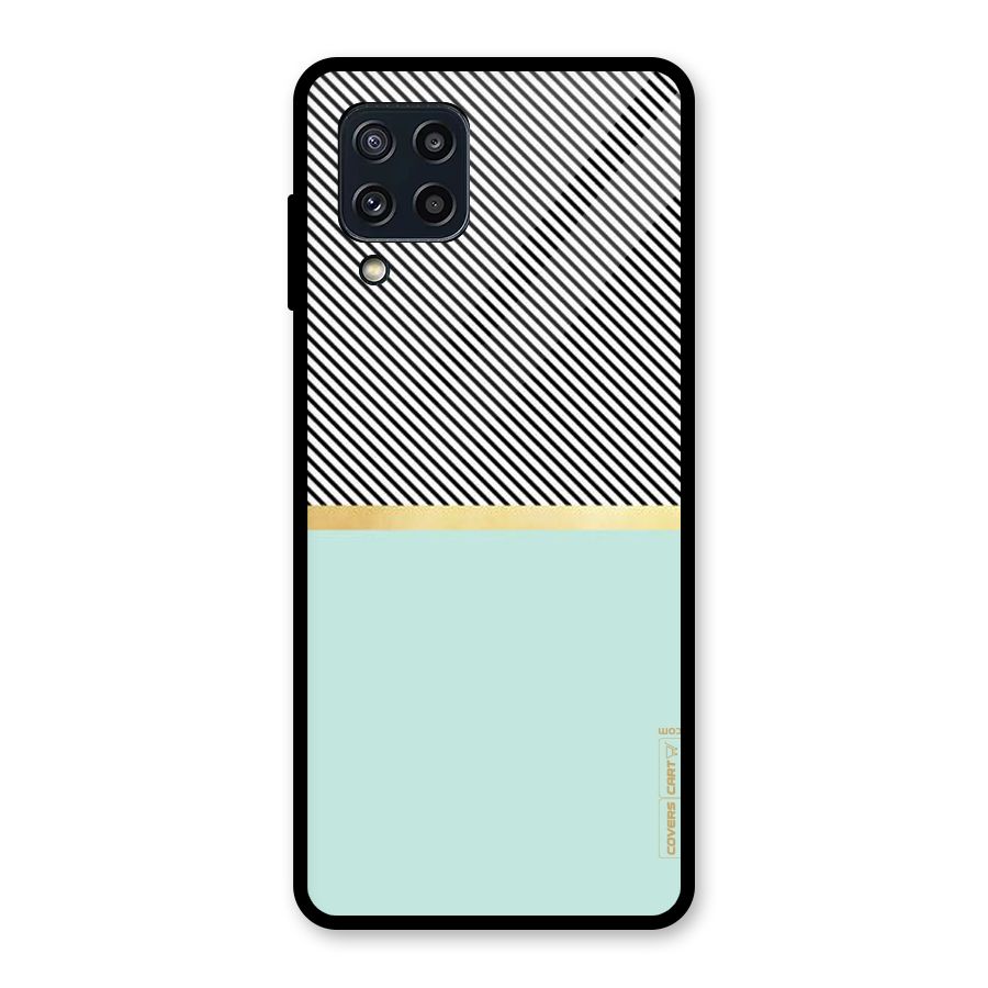 Pastel Green Base Stripes Glass Back Case for Galaxy M32