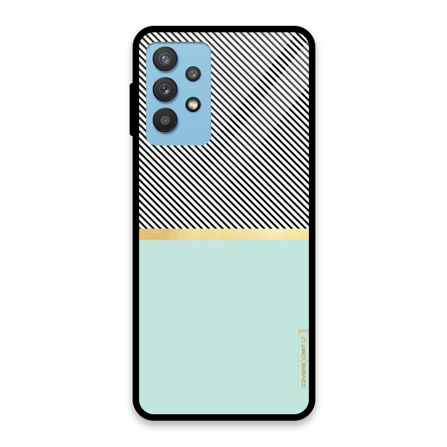 Pastel Green Base Stripes Glass Back Case for Galaxy M32 5G