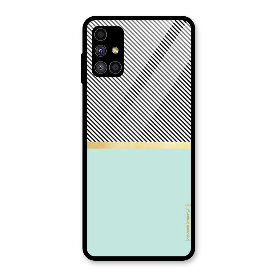 Pastel Green Base Stripes Glass Back Case for Galaxy M51