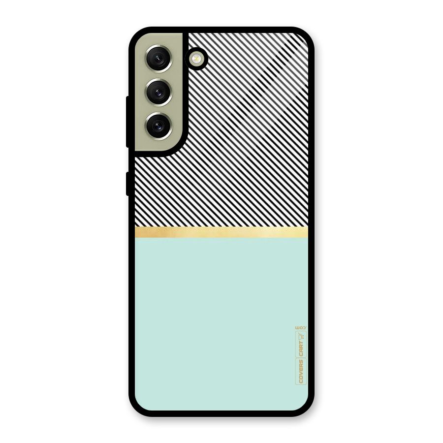 Pastel Green Base Stripes Glass Back Case for Galaxy S21 FE 5G