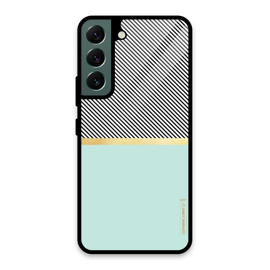 Pastel Green Base Stripes Glass Back Case for Galaxy S22 5G