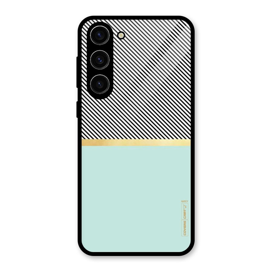 Pastel Green Base Stripes Glass Back Case for Galaxy S23 Plus