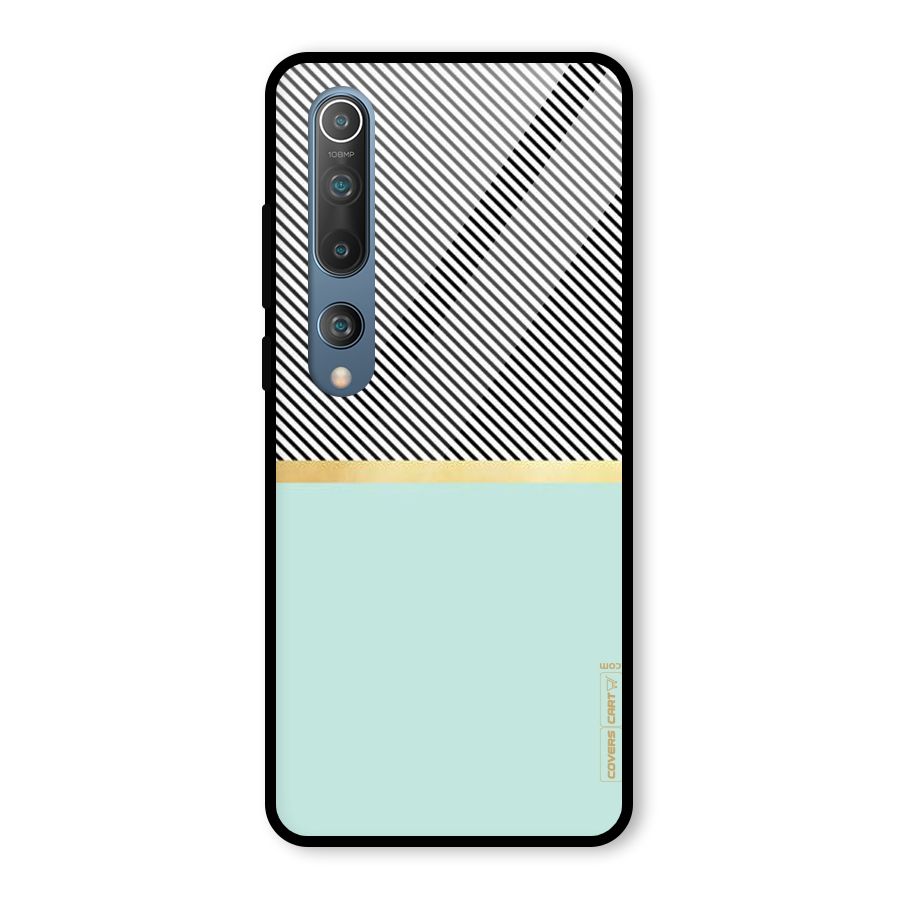 Pastel Green Base Stripes Glass Back Case for Mi 10