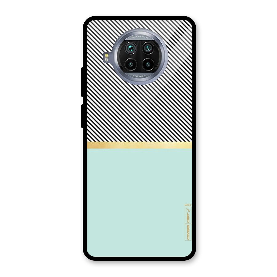 Pastel Green Base Stripes Glass Back Case for Mi 10i