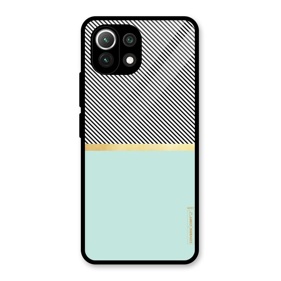 Pastel Green Base Stripes Glass Back Case for Mi 11 Lite NE 5G