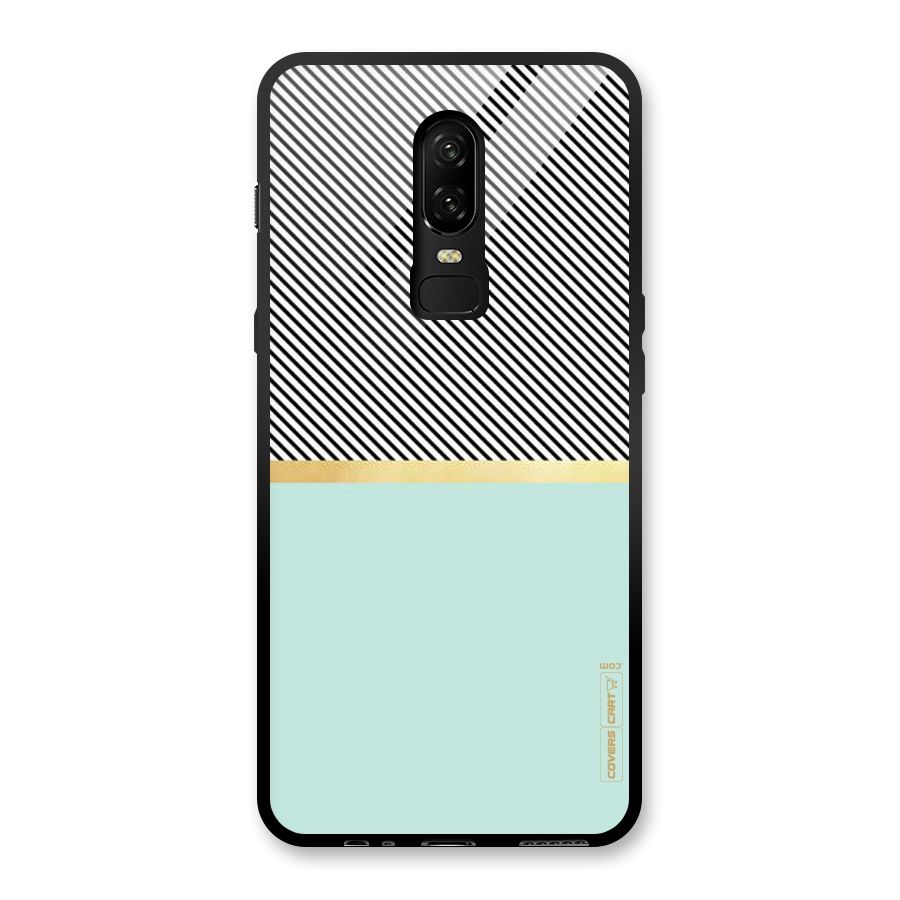Pastel Green Base Stripes Glass Back Case for OnePlus 6