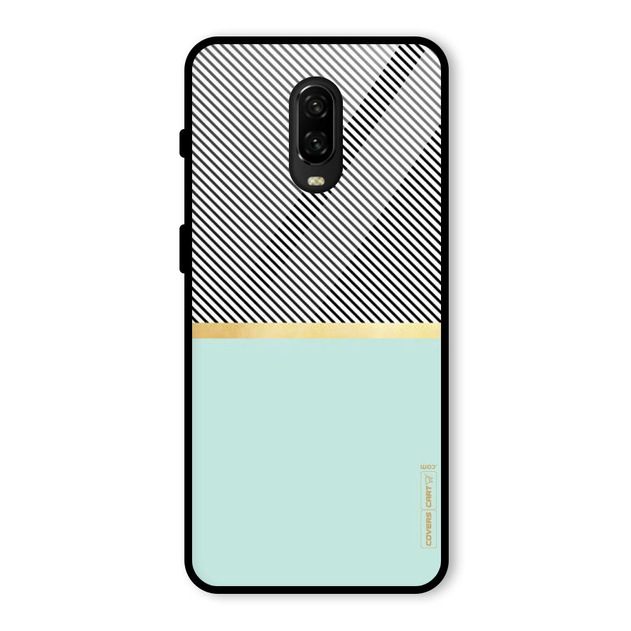 Pastel Green Base Stripes Glass Back Case for OnePlus 6T