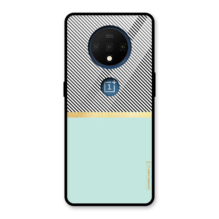 Pastel Green Base Stripes Glass Back Case for OnePlus 7T