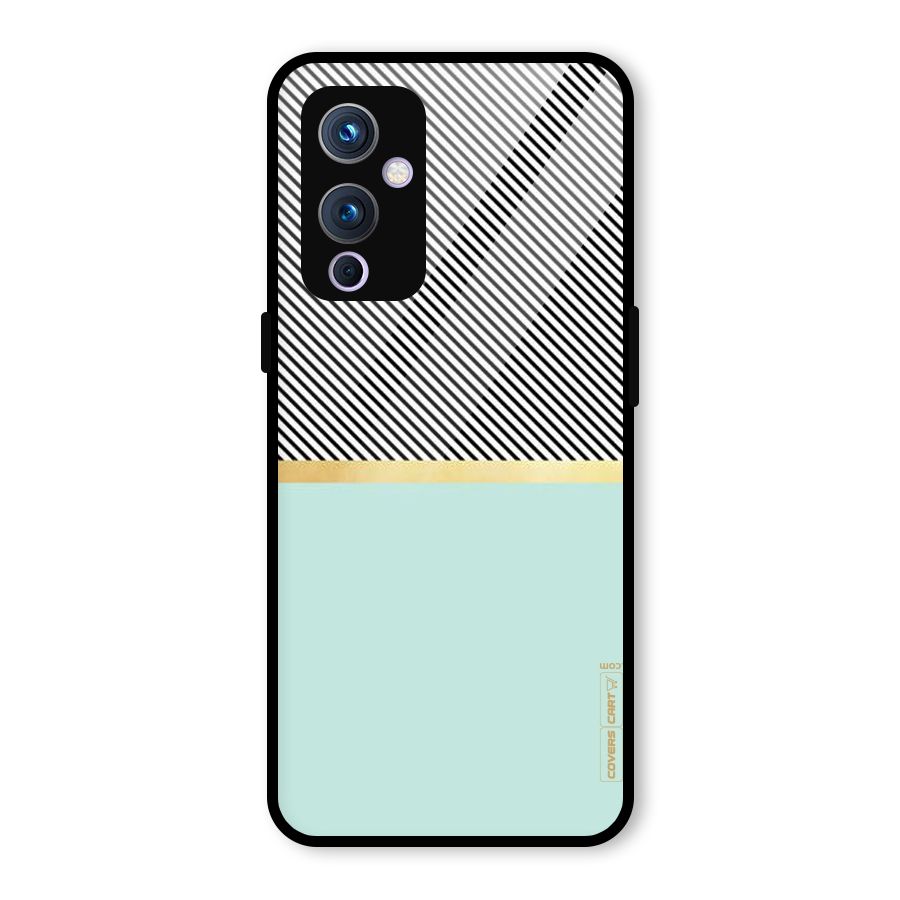 Pastel Green Base Stripes Glass Back Case for OnePlus 9