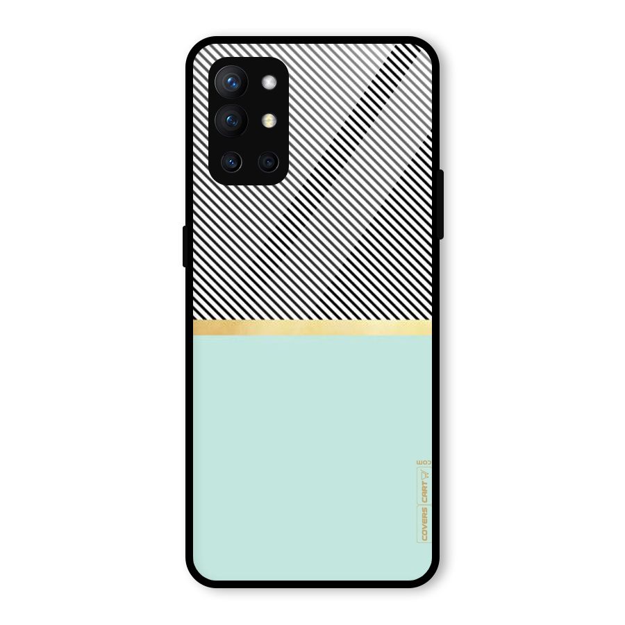 Pastel Green Base Stripes Glass Back Case for OnePlus 9R