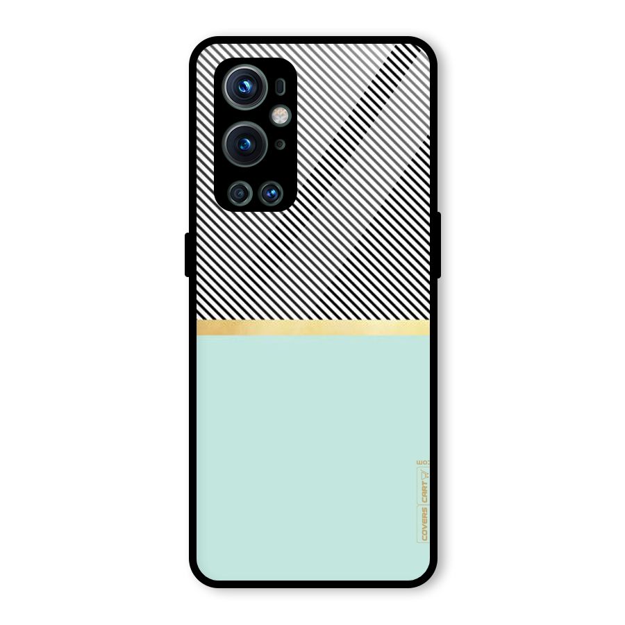 Pastel Green Base Stripes Glass Back Case for OnePlus 9 Pro
