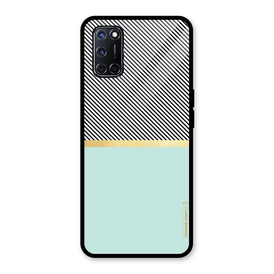 Pastel Green Base Stripes Glass Back Case for Oppo A52