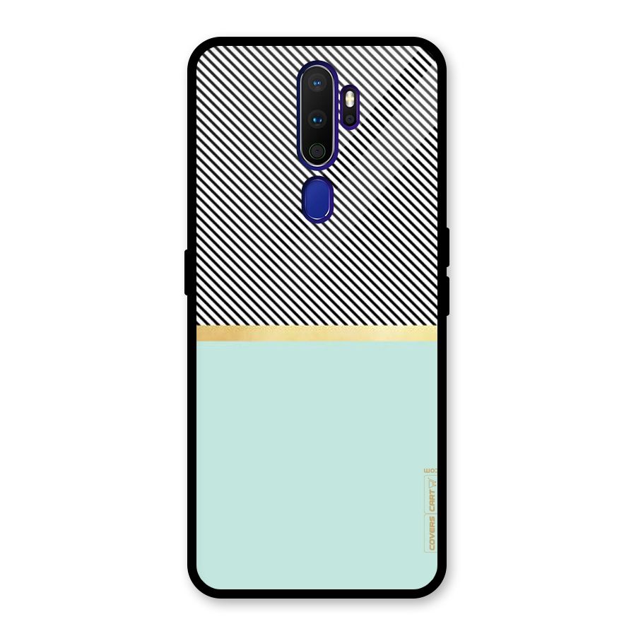Pastel Green Base Stripes Glass Back Case for Oppo A9 (2020)