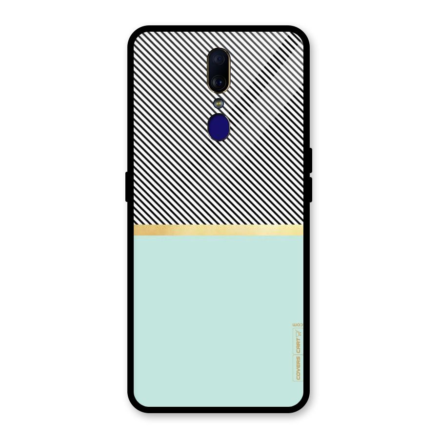 Pastel Green Base Stripes Glass Back Case for Oppo F11