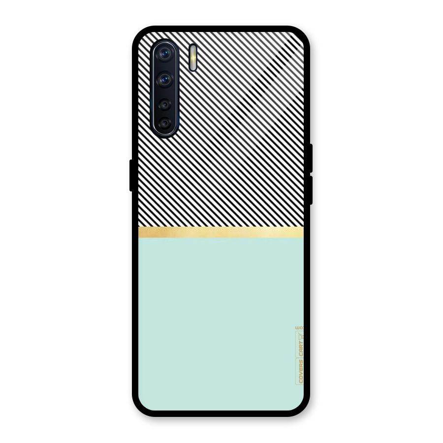 Pastel Green Base Stripes Glass Back Case for Oppo F15