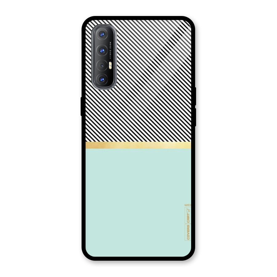 Pastel Green Base Stripes Glass Back Case for Oppo Reno3 Pro