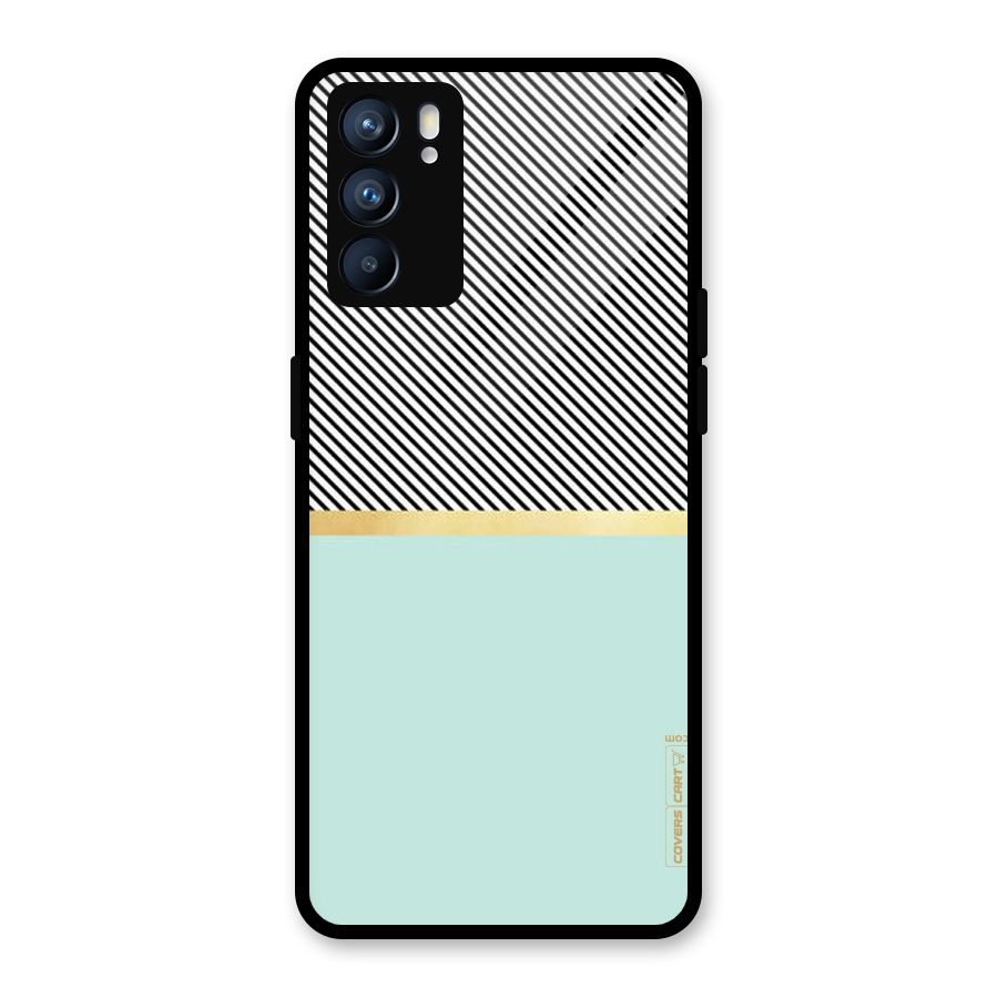 Pastel Green Base Stripes Glass Back Case for Oppo Reno6 5G