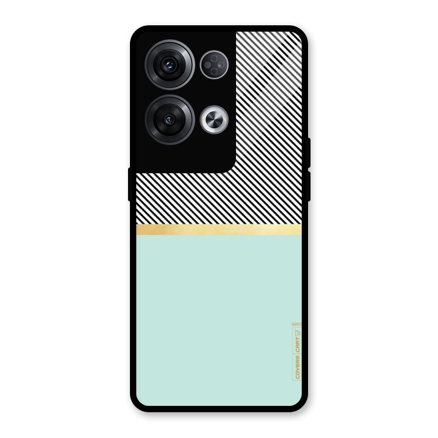 Pastel Green Base Stripes Glass Back Case for Oppo Reno8 Pro 5G