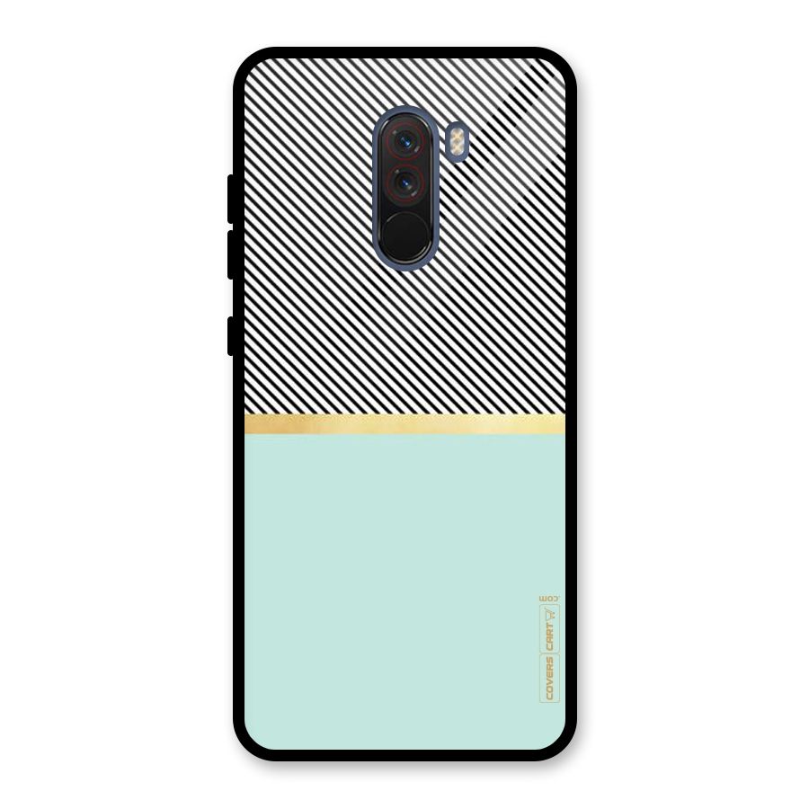 Pastel Green Base Stripes Glass Back Case for Poco F1