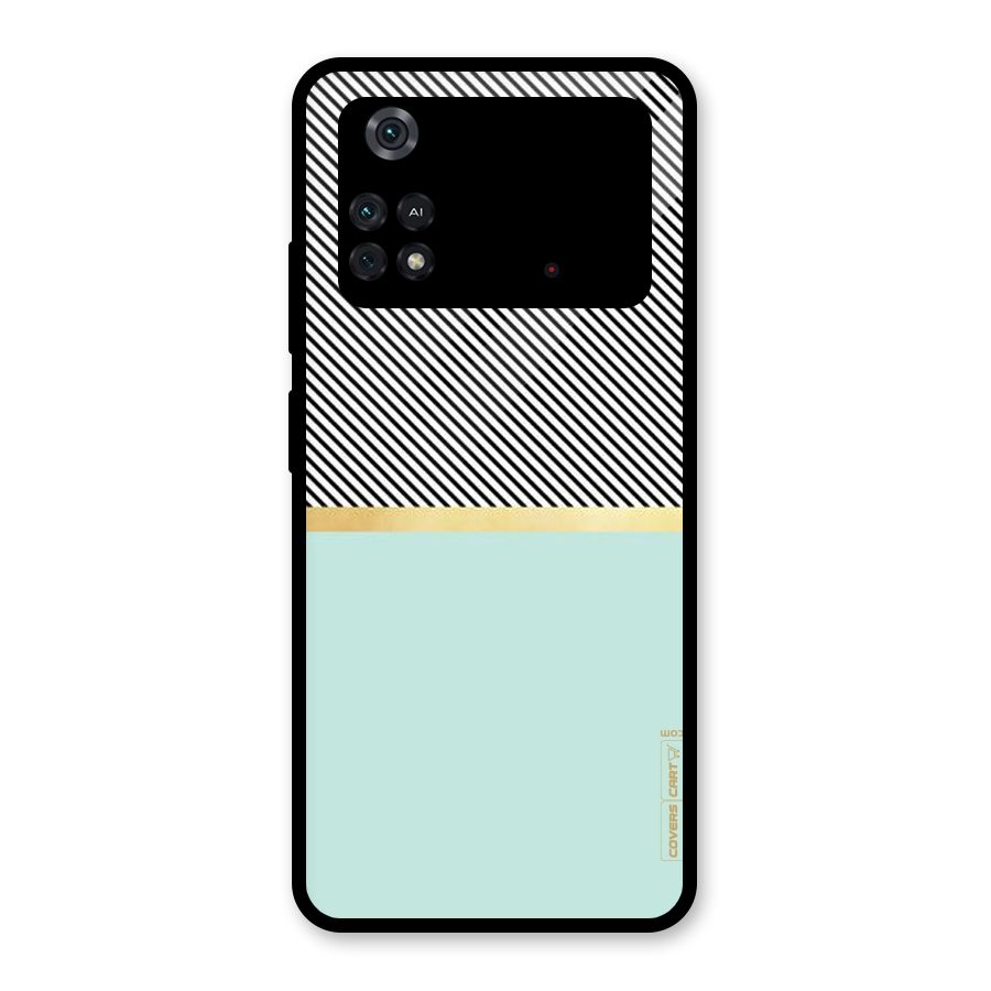 Pastel Green Base Stripes Glass Back Case for Poco M4 Pro 4G